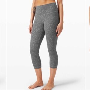 Lululemon Wunder Under Crop High Rise Spray 21” Leggings Washed Asphalt Grey